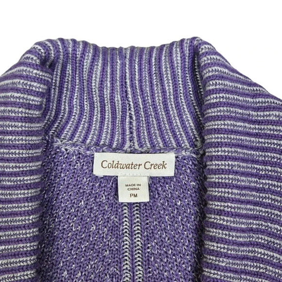 Coldwater Creek Heather Purple Open Front Sweater Cardigan Size Medium Petite - Picture 3 of 11